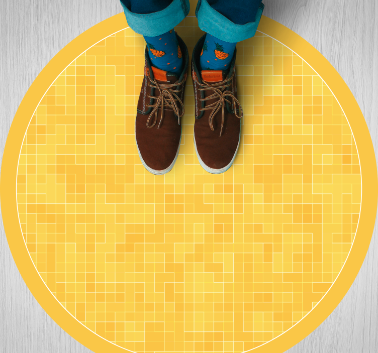 Yellow Mosaic Pattern geometric vinyl carpet - TenStickers