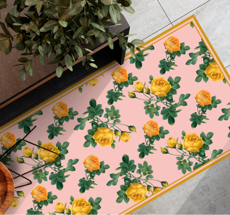 Yellow Rose Botanical floral vinyl carpet - TenStickers