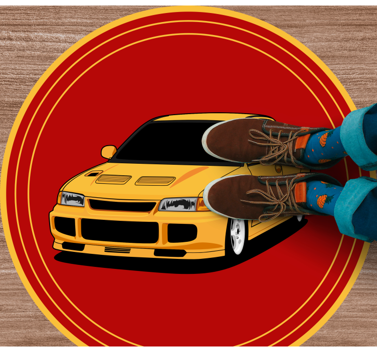 YELLOW SPORTS CAR teen vinyl carpet - TenStickers