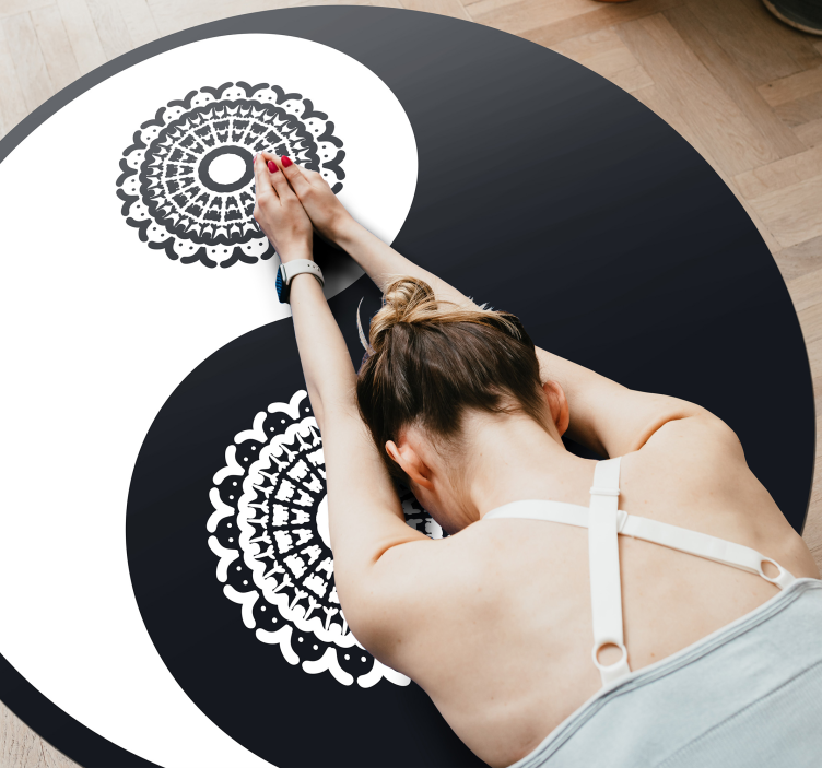 Yin Yang Circle mandala vinyl carpet - TenStickers