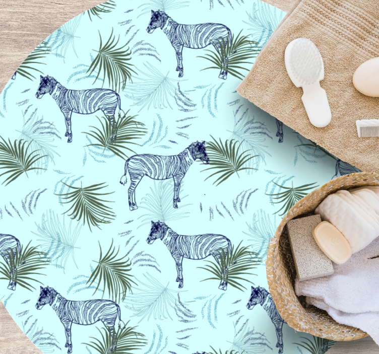 Animal vinyl carpet zebra and leaves - TenStickers