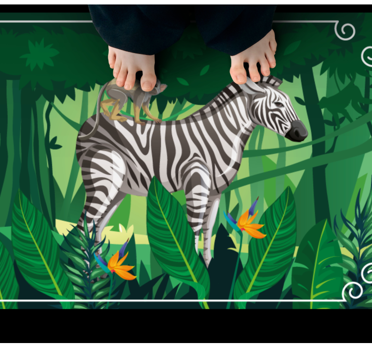 Zebra and monkey animal vinyl carpet - TenStickers