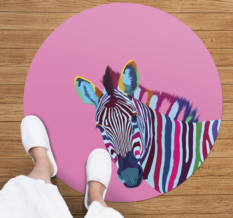 Zebra Pop Art animal rug circle - TenStickers