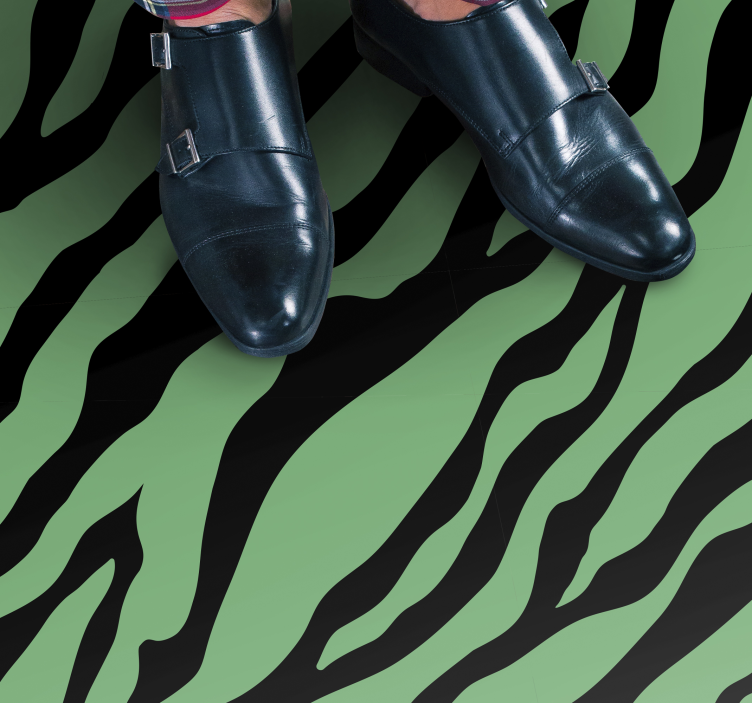 Zebra green stripes animal print vinyl carpet - TenStickers
