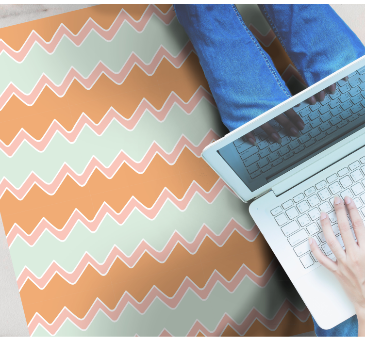 Beige and blue zigzag pattern geometric vinyl carpet - TenStickers