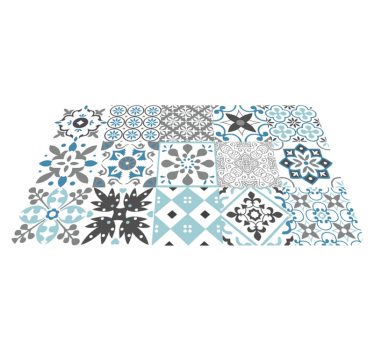 Blue mosaic kitchen vinyl carpet - TenStickers