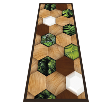 Wood Tropical Hexagons kitchen vinyl carpet - TenStickers