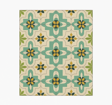 Retro floral tiles kitchen vinyl carpet - TenStickers