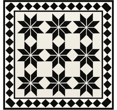 Monochrome star tile pattern  kitchen vinyl carpet - TenStickers