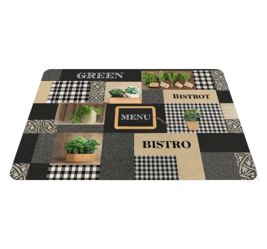 Kitchen vinyl carpet in black and white bistro - TenStickers