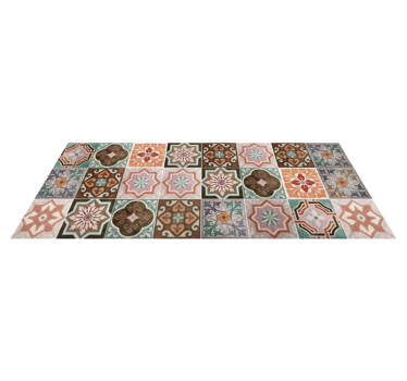 Vivid terracotta patchwork kitchen vinyl carpet - TenStickers