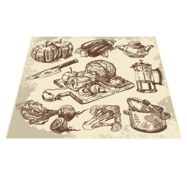 Vintage illustration kitchen vinyl carpet - TenStickers