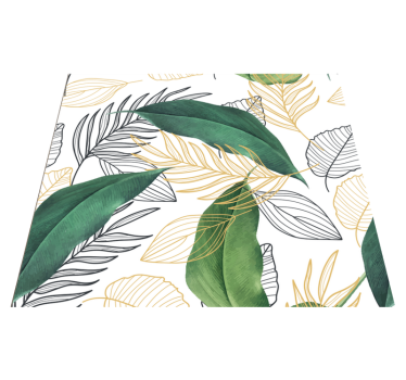 Kitchen vinyl carpet with green and gold leaves - TenStickers