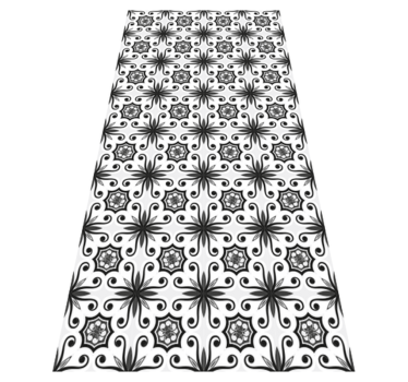 Kitchen vinyl carpet in vintage black tile design - TenStickers