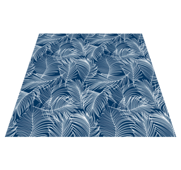 Kitchen vinyl carpet blue leaves with white outline - TenStickers
