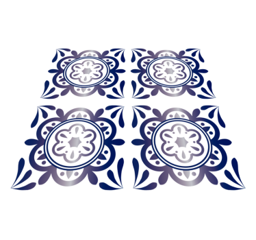 Kitchen vinyl carpet in antique blue spanish tile - TenStickers
