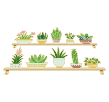 Kitchen vinyl carpet cactus plant set shelf - TenStickers
