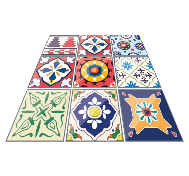 Kitchen vinyl carpet with vibrant decorative tiles - TenStickers