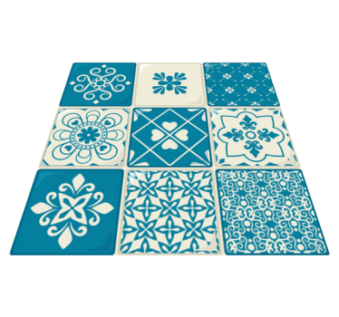 Gray and blue pattern kitchen vinyl carpet - TenStickers