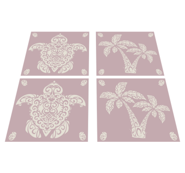 Kitchen vinyl carpet hawaiian turtle and palm design - TenStickers