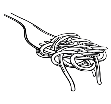 Kitchen vinyl carpet spaghetti fork engraving design - TenStickers