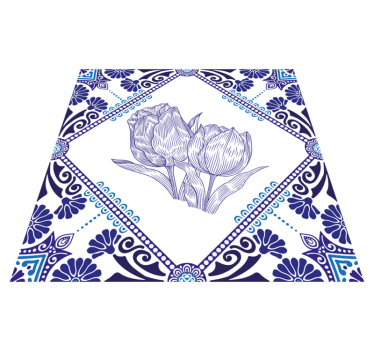 Kitchen vinyl carpet with delft blue tulips - TenStickers