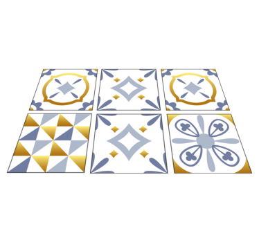 Kitchen vinyl carpet with golden effect tiles - TenStickers