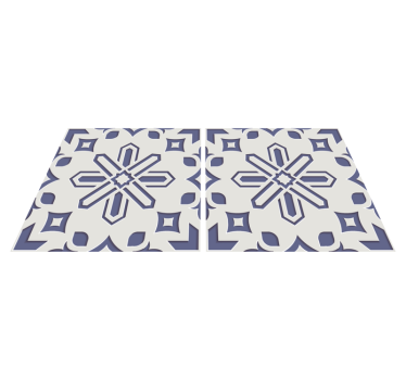 Cute blue and white cement tile kitchen vinyl carpet - TenStickers