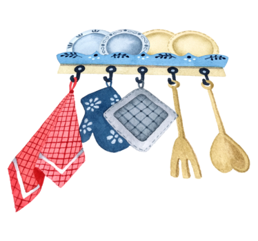 Kitchen vinyl carpet hand drawn watercolor kitchen tools - TenStickers