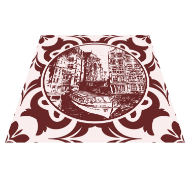 Kitchen vinyl carpet canal houses and boat - TenStickers