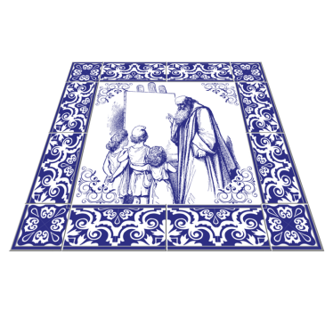 Kitchen vinyl carpet blue delft design - TenStickers