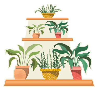Kitchen vinyl carpet watercolor plant shelf set - TenStickers