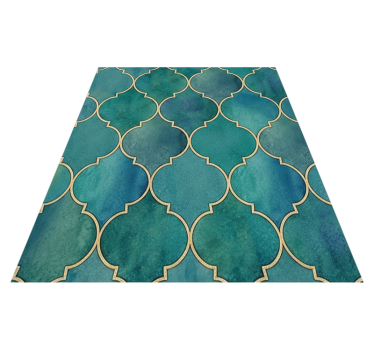 Kitchen vinyl carpet in jade green with gold accents - TenStickers