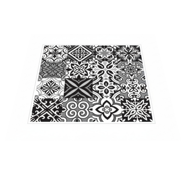Kitchen vinyl carpet in bold black geometric design - TenStickers