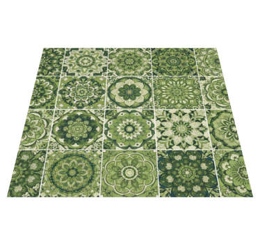 Moss green kaleidoscope kitchen vinyl carpet - TenStickers