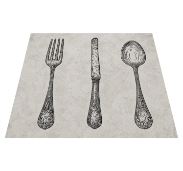 Kitchen vinyl carpet in grey cutlery design - TenStickers