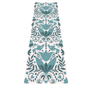 Blue folk art pattern with birds kitchen vinyl carpet - TenStickers