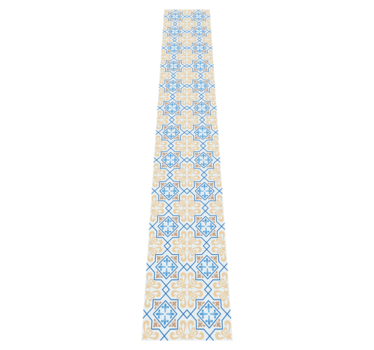 Kitchen vinyl carpet in portuguese tile pattern blue lines - TenStickers