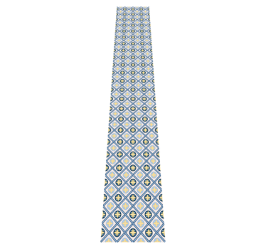 Kitchen vinyl carpet in baby blue and yellow tile - TenStickers