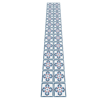 Kitchen vinyl carpet in blue and red portuguese tile - TenStickers