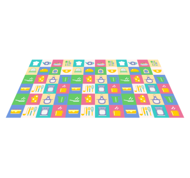 Vibrant Culinary Symbols kitchen vinyl carpet - TenStickers