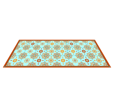 Orange and Blue Mosaic  tile vinyl rug - TenStickers