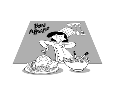 Cartoon chef sharpening knife  kitchen flooring - TenStickers