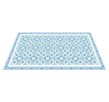 Azure Botanical Elements kitchen vinyl carpet - TenStickers
