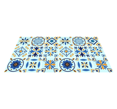 Traditional tile motif kitchen vinyl carpet - TenStickers