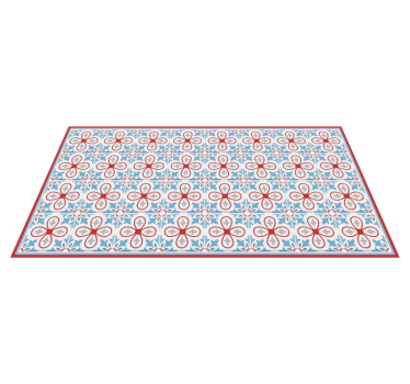 Blue and red Moroccan tiles kitchen  vinyl rug - TenStickers