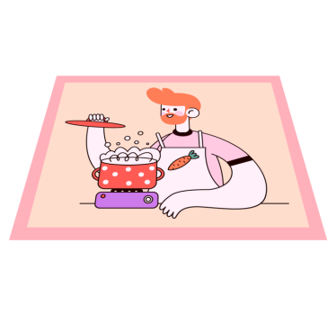 Red-haired man cooking kitchen vinyl carpet - TenStickers