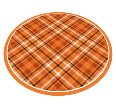 Orange patterned squares with brown lines circular mat - TenStickers