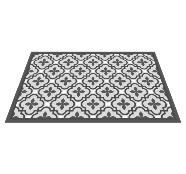 Grey and white classic floral pattern tile mat - TenStickers