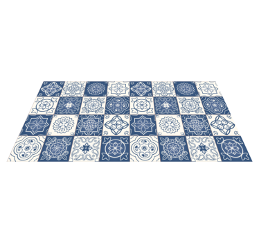 vintage blue tiles kitchen vinyl carpet - TenStickers